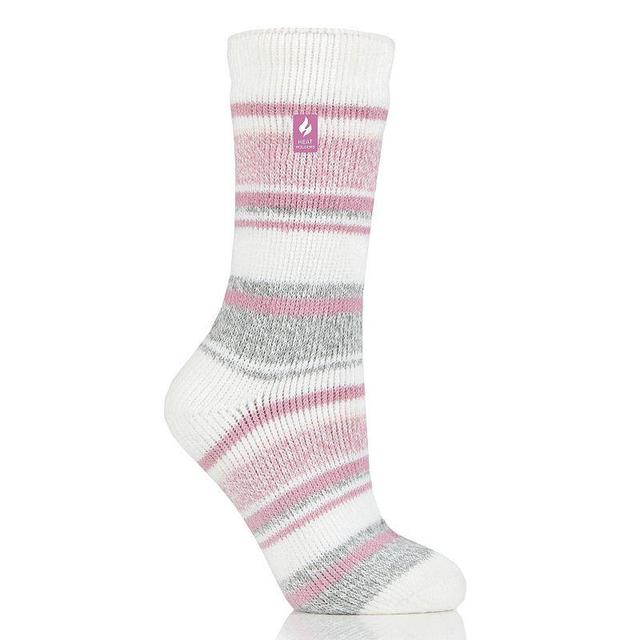 Womens Heat Holders Yasmine Multi Stripe Crew Socks Denim Ivory Product Image