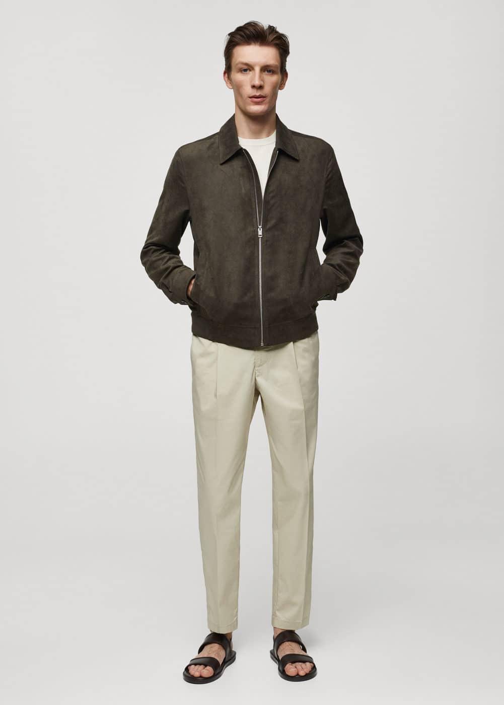 MANGO MAN - Suede-effect jacket with zipper greyMen Product Image