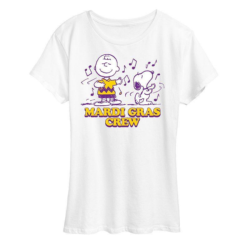 Womens Peanuts Mardi Gras Crew Graphic Tee Product Image