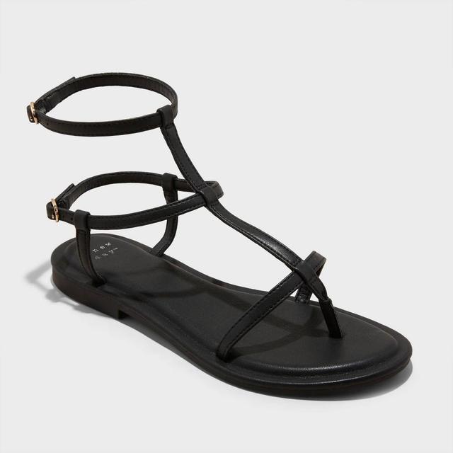 Womens Gillian Gladiator Sandals - A New Day Black 7.5 Product Image