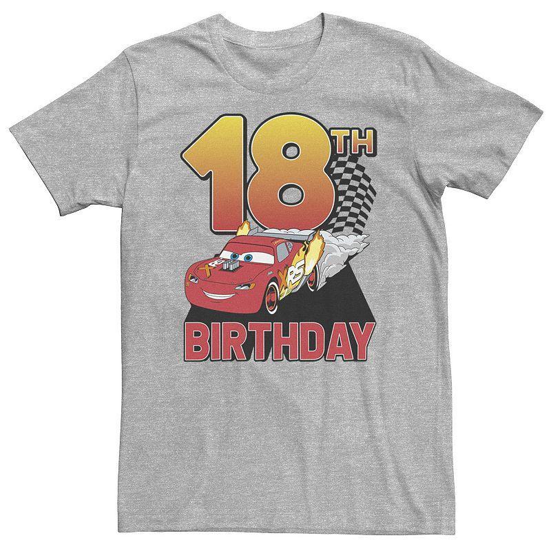 Big & Tall Disney / Pixar Cars 18th Birthday Racer Lightning McQueen Tee, Mens Athletic Grey Product Image