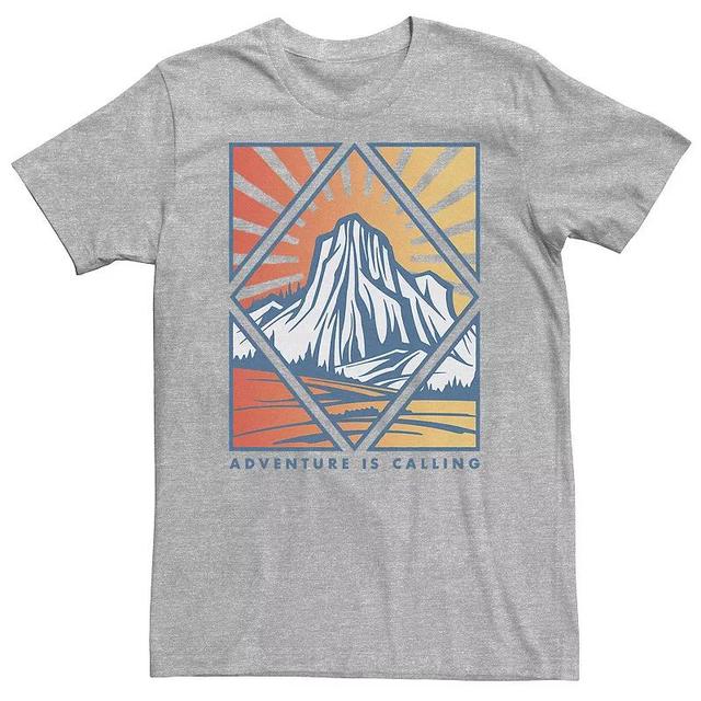 Big & Tall Adventure Is Calling Mountain Sunrise Tee, Mens Athletic Grey Product Image