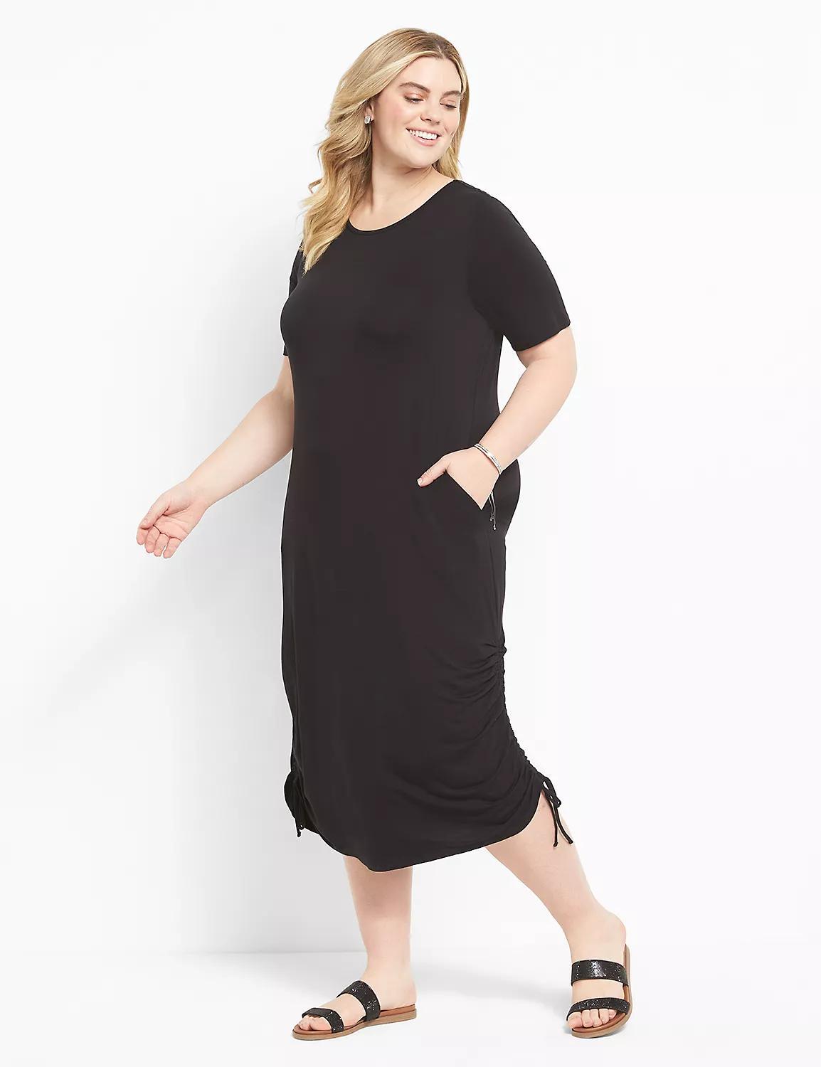 Perfect Sleeve Ruched-Side Midi Dress Product Image