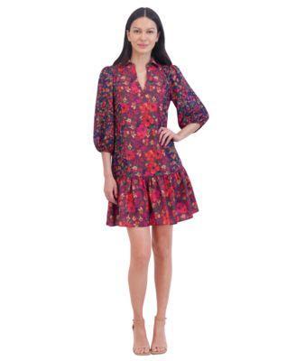 Petite Floral-Print Fit & Flare Dress Product Image