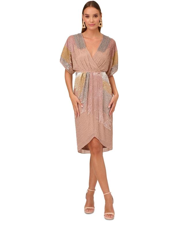 Adrianna by Adrianna Papell Womens Beaded Dolman-Sleeve Dress Product Image