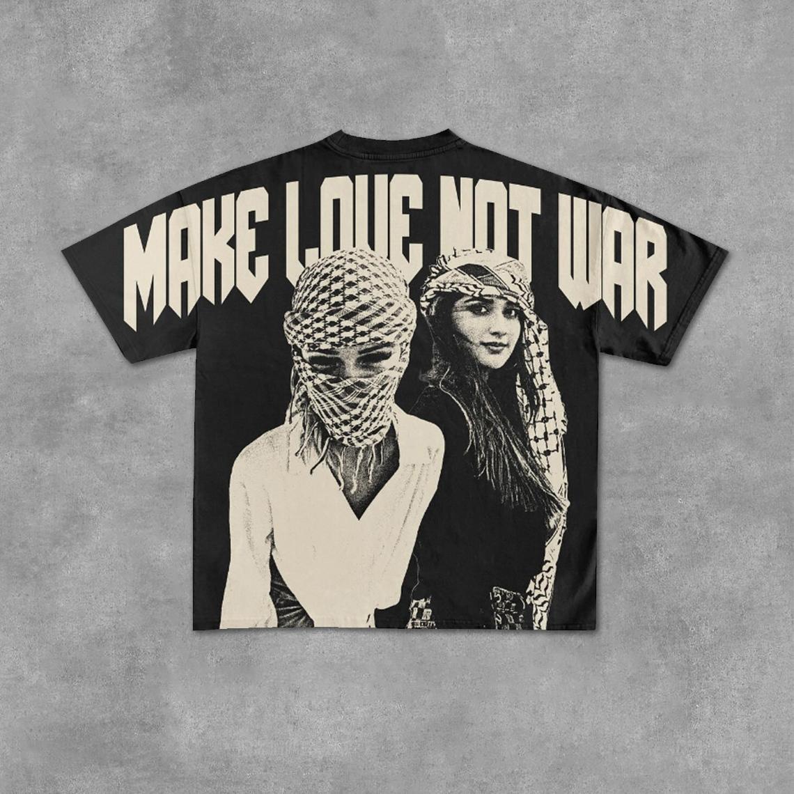 Sopula Make Love Not War Art Graphic Cotton T-Shirt Product Image