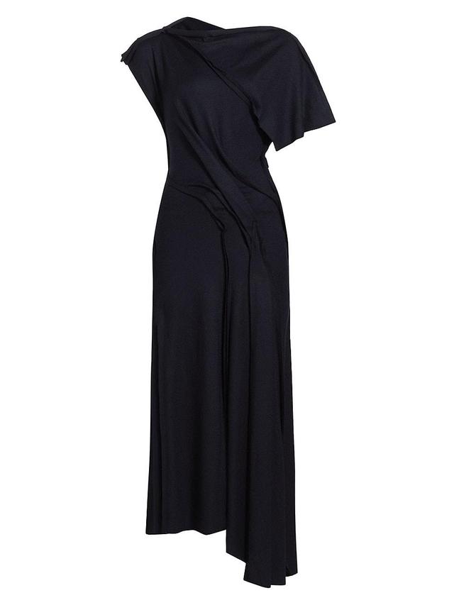 Womens Draped Wool Jersey Maxi Dress Product Image