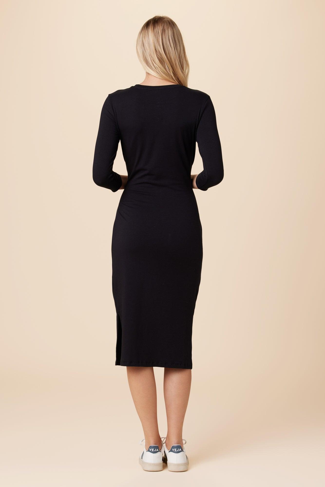 Colombe 3/4 Sleeve Reverie Knit Dress - Black - ReAmour Product Image