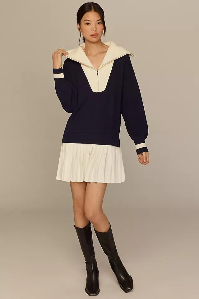 Flat White Varsity Sweater Twofer Mini Dress Product Image