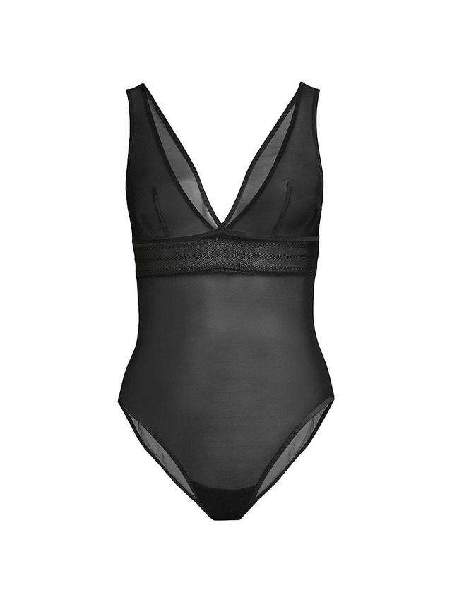 Womens Bare V-Neck Mesh Bodysuit Product Image