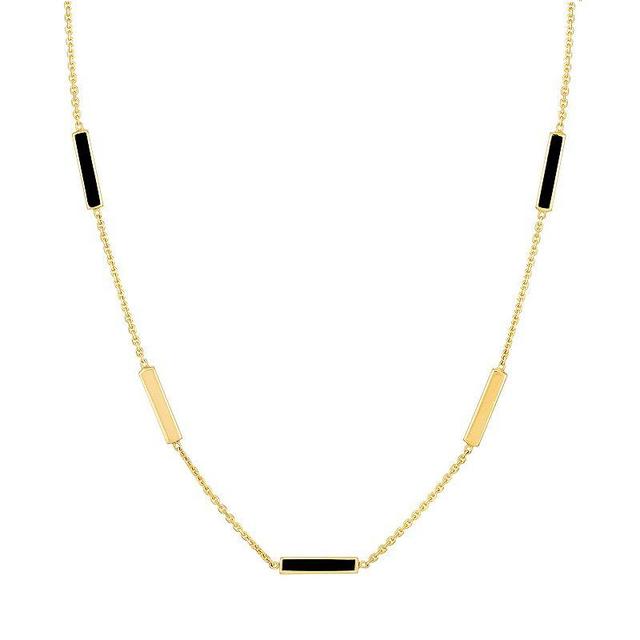 Color Romance 14k Gold Colored Enamel Adjustable Bar Necklace, Womens Black Product Image