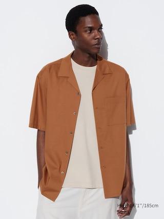 Open Collar Short-Sleeve Shirt Brown XS UNIQLO US Product Image