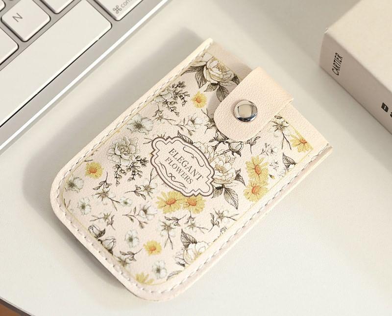 Floral Lettering Faux Leather Card Holder Product Image