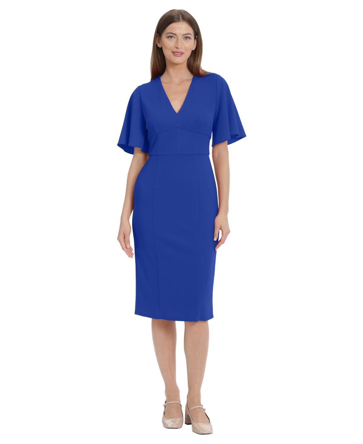 Women's Crepe Flutter-Sleeve Midi Dress Product Image