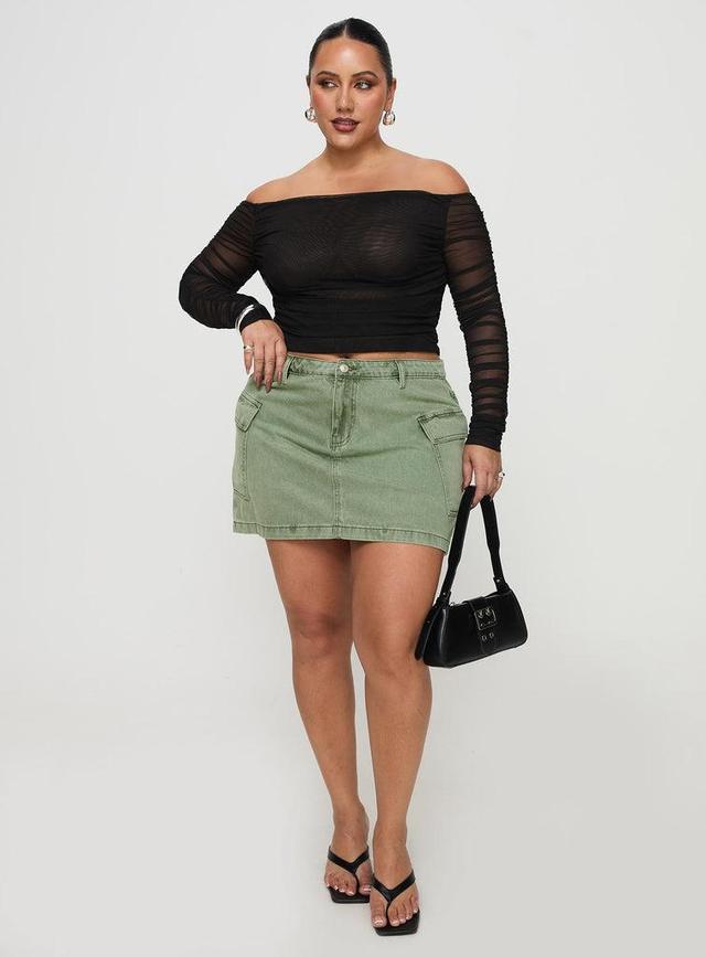 Zakai Cargo Denim Mini Skirt Green Curve Product Image