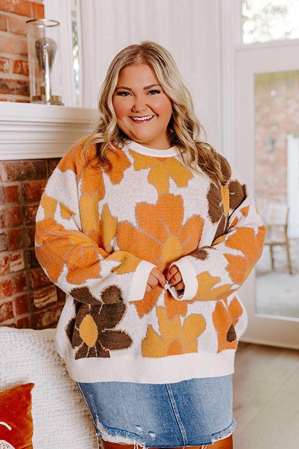 Falling For You Knit Floral Sweater Curves Product Image