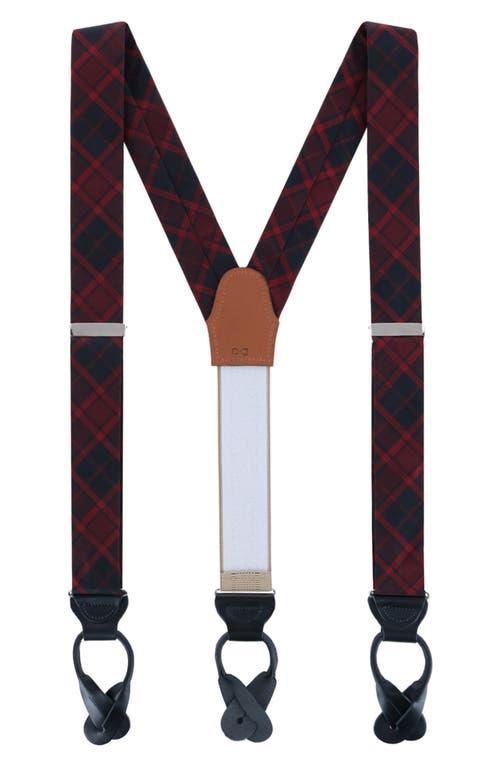 Trafalgar Mens Kincade Red Blackwatch Plaid Silk Button End Suspenders Product Image