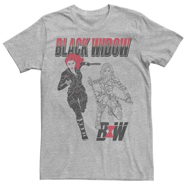 Mens Marvel Black Widow Line Art Poster Tee Athletic Grey Product Image