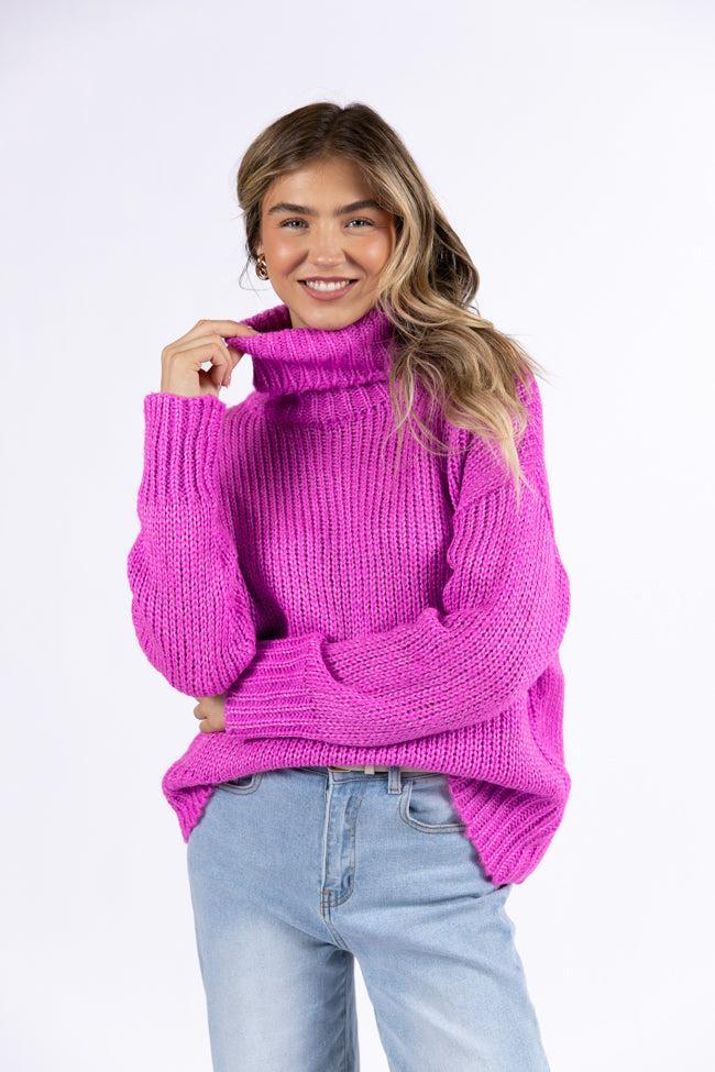 What I Need Magenta Oversized Turtleneck Sweater Product Image