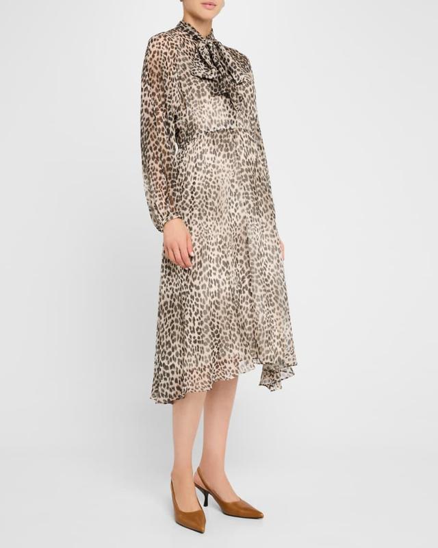 Glizia Animal-Print Silk Midi Dress Product Image