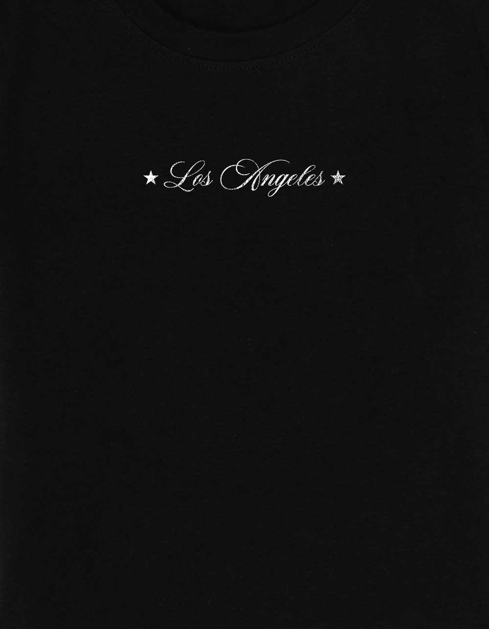 LOS ANGELES Script Distressed Womens Baby Tee Product Image