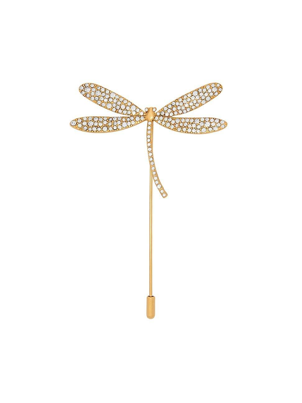 Womens Goldtone & Glass Crystal Dragonfly Brooch Product Image