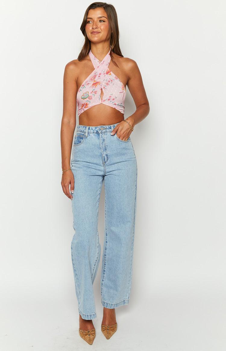 Elijah Pink Floral Crop Top Product Image