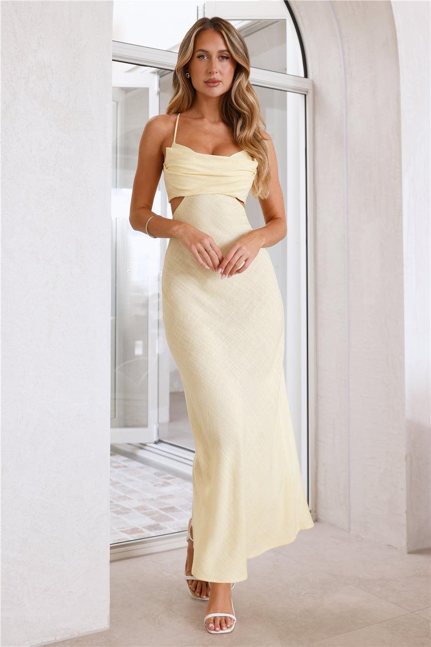 Fancy Brunch Date Maxi Dress Yellow Product Image