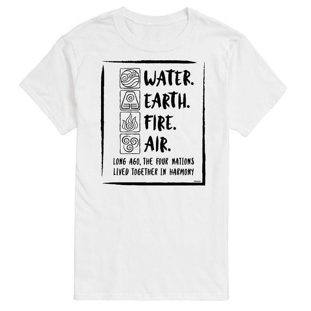 Big & Tall The Last Airbender Water Fire Earth Air Graphic Tee, Mens Product Image