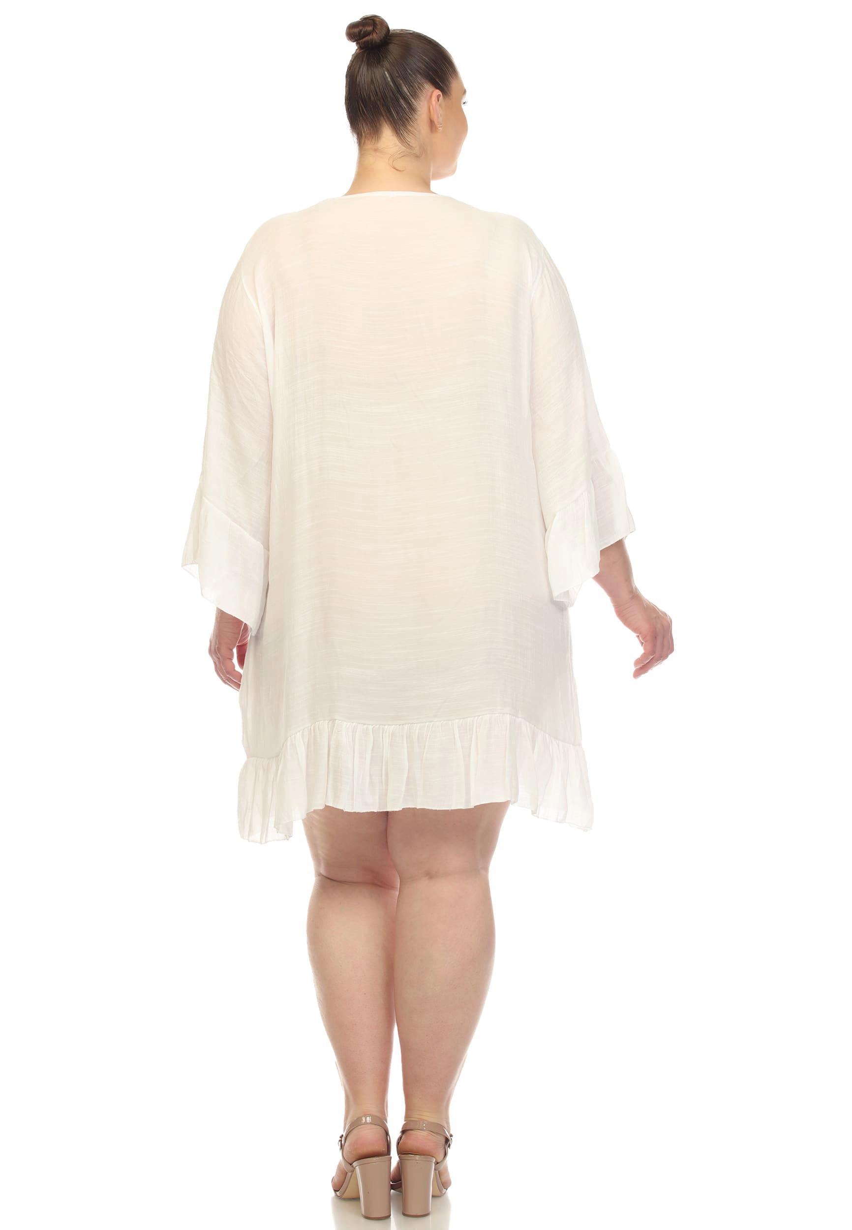 Plus Size White Mark Embroidered Cover Up Dress Product Image