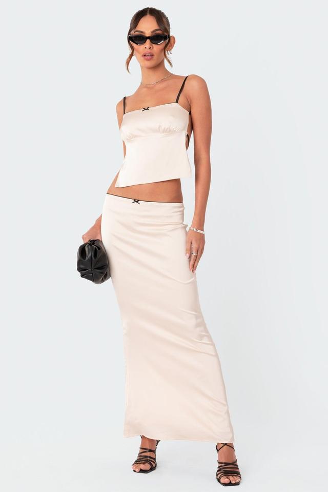 Satin Back Slitted Low Rise Maxi Skirt Product Image