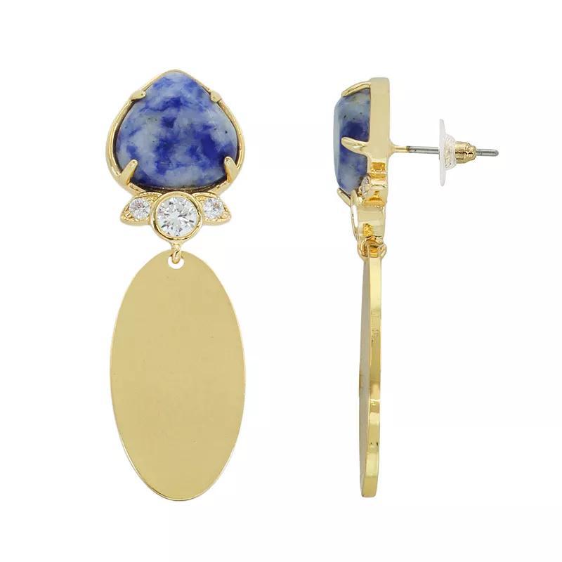 PANNEE BY PANACEA Gold Tone Stone Oval Drop Earrings, Womens, Blue Product Image