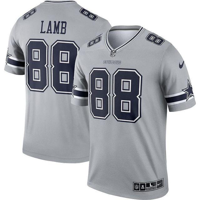 Mens Nike CeeDee Lamb Gray Dallas Cowboys Inverted Legend Jersey Product Image