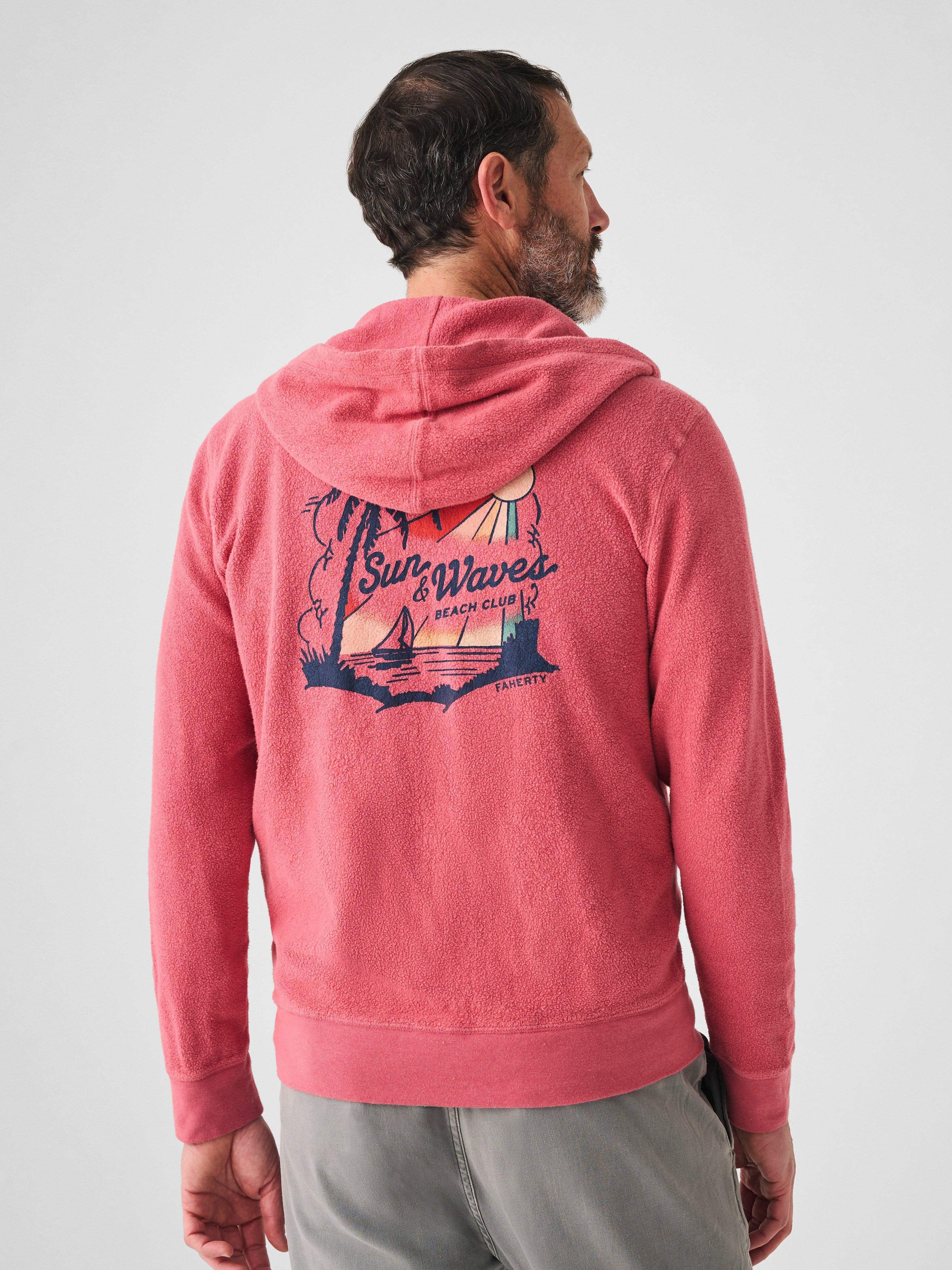 Beach Fleece Zip Hoodie - Venice Red Male Product Image