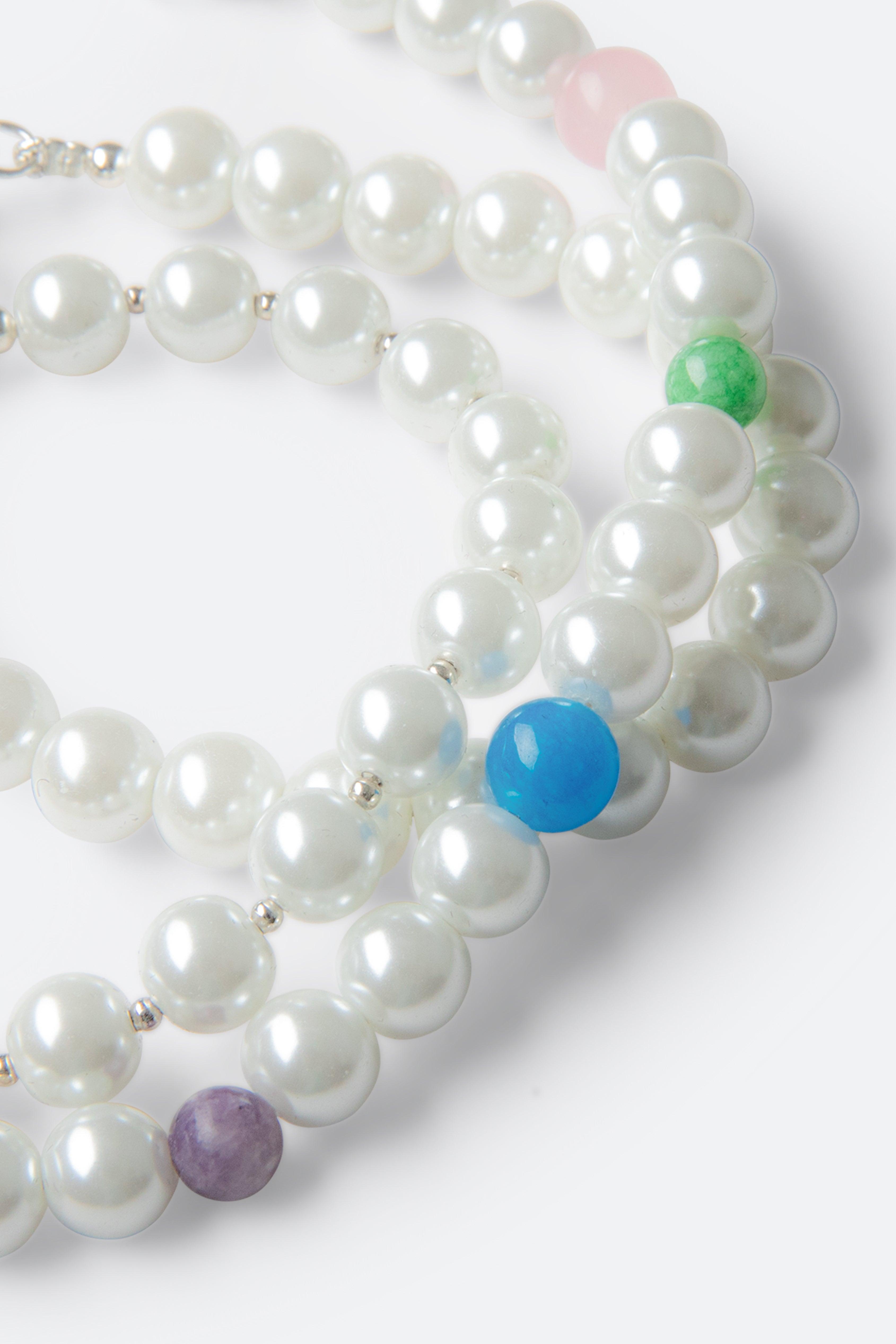 Pearl and Metal Bead Necklace - Off White Product Image