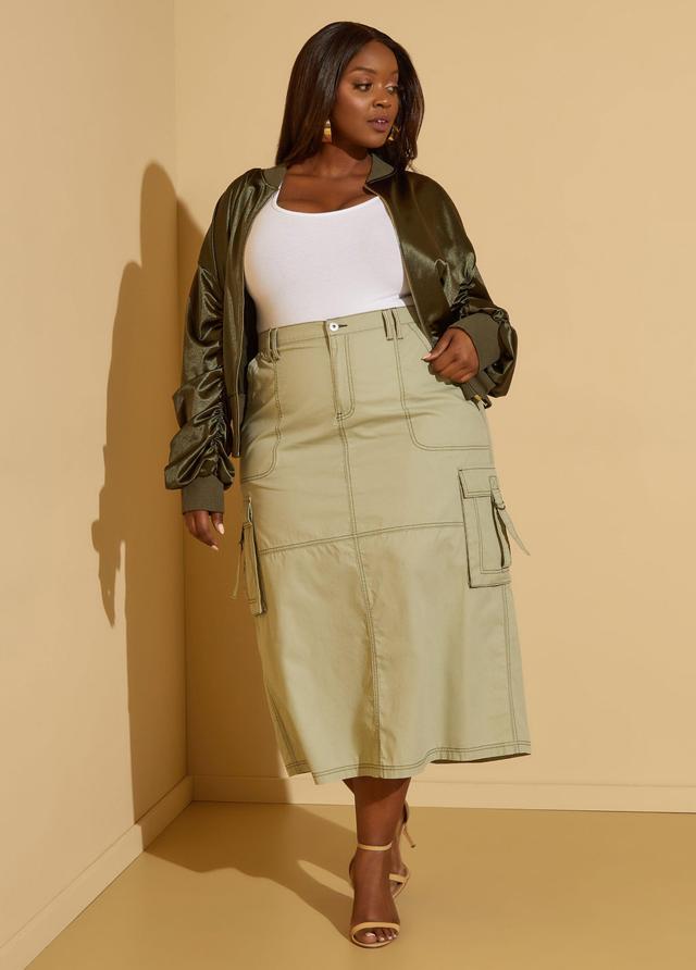 Plus Size Midaxi Cargo Skirt Ashley Stewart Product Image