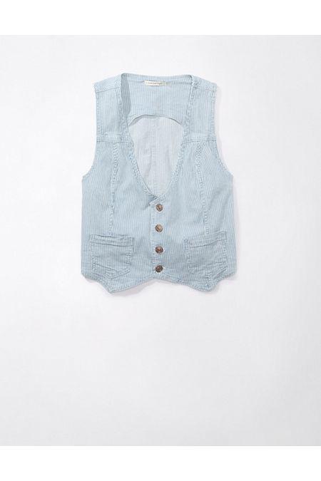 AE Railroad Stripe Denim Vest Women's Product Image