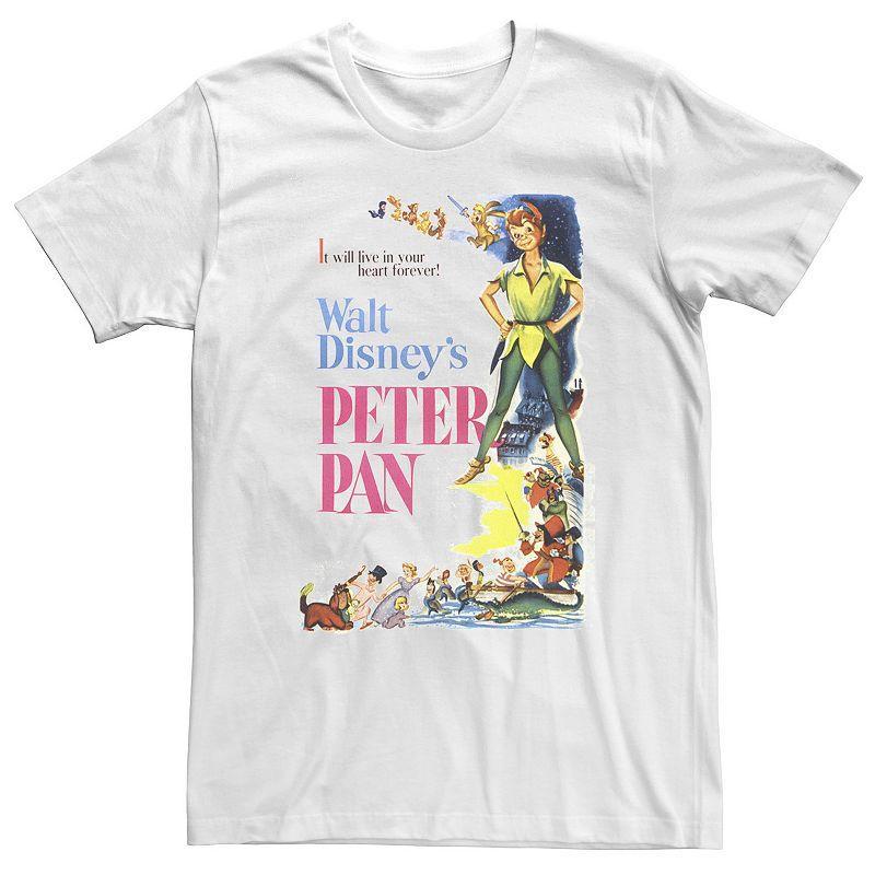 Big & Tall Disney Peter Pan Vintage Cartoon Poster Tee, Mens Product Image