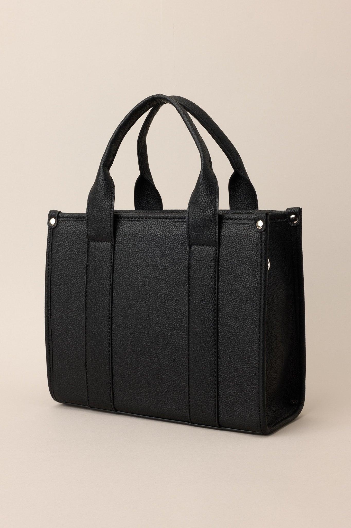 Living On Purpose Black Faux Leather Tote Bag Product Image