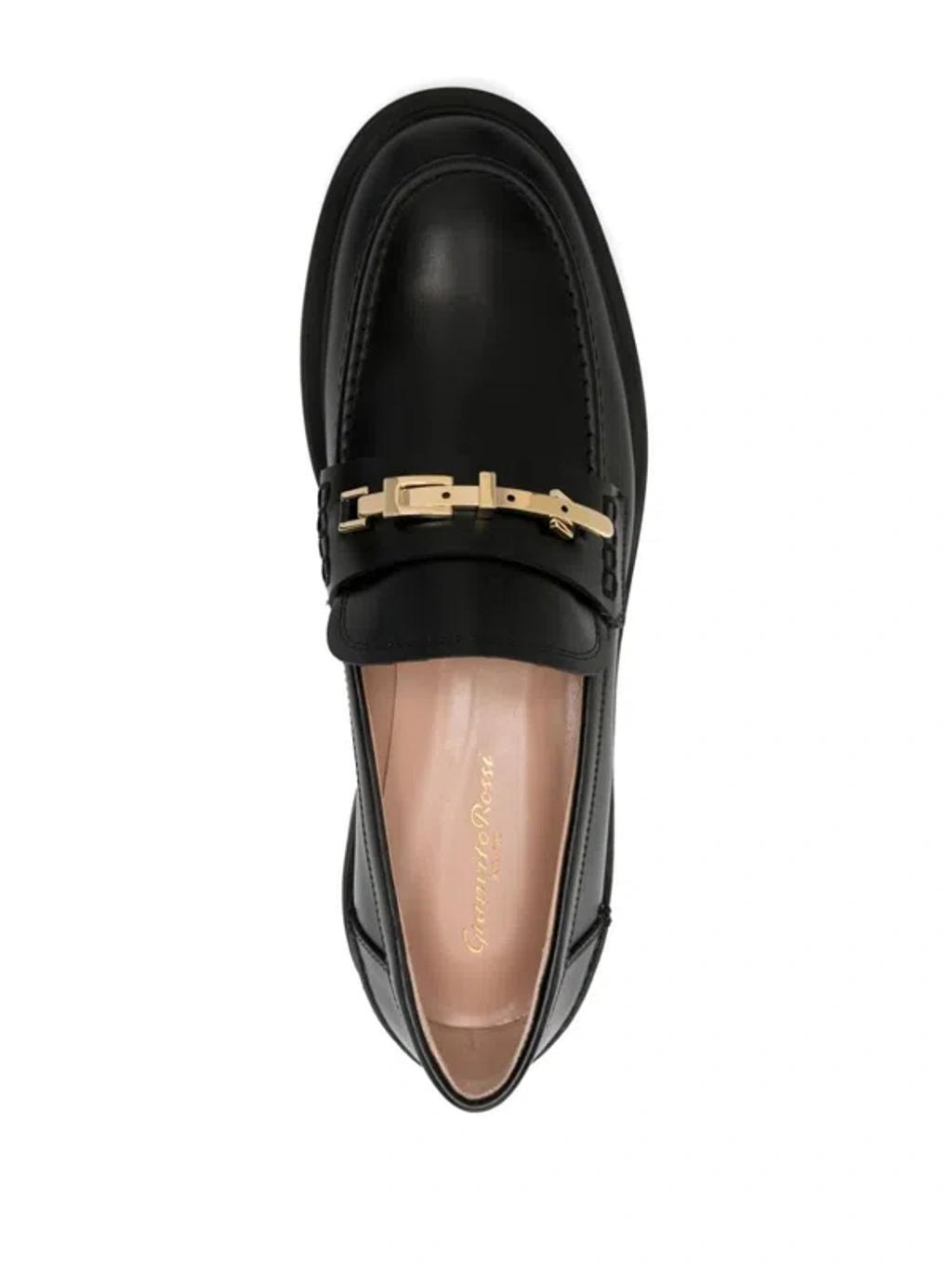 GIANVITO ROSSI Buckle-detail Leather Loafers In Black Product Image