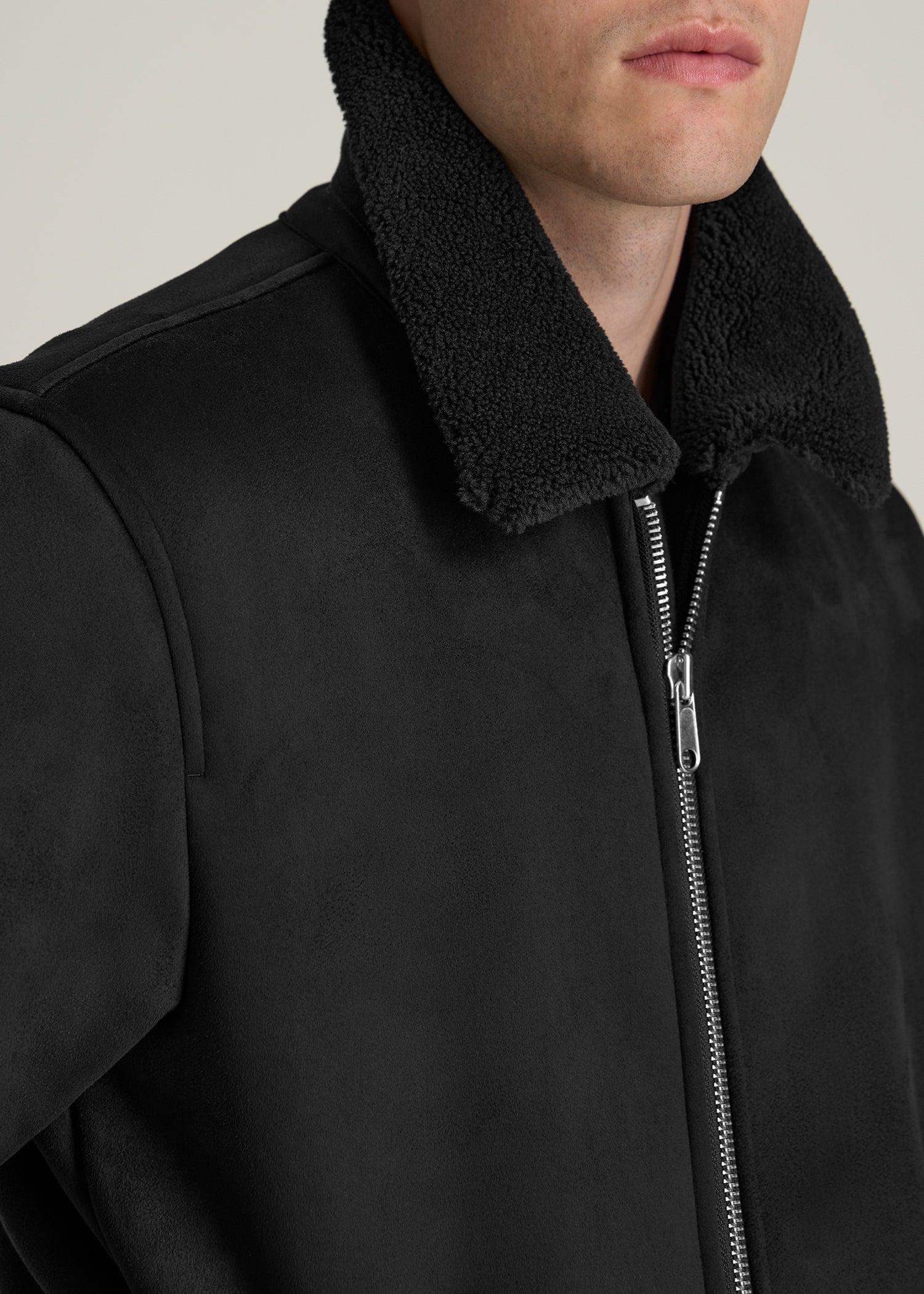 Sherpa Bomber Jacket for Tall Men in Black Product Image