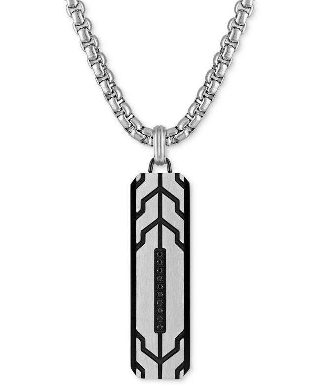 Esquire Mens Jewelry Black Diamond Dog Tag 22 Pendant Necklace in Stainless Steel Ion-Plate, Created for Macys - Black Product Image