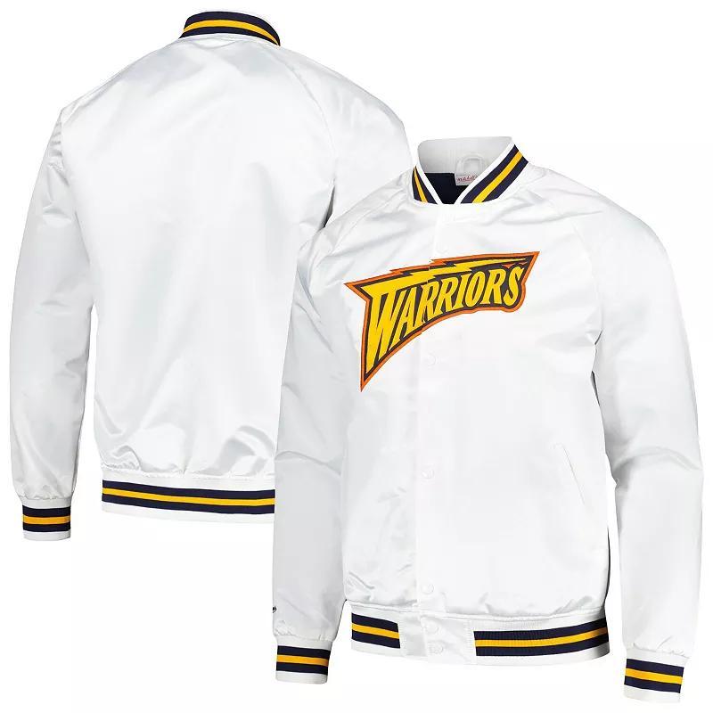 Mens Mitchell & Ness Golden State Warriors Hardwood Classics Throwback Wordmark Raglan Full-Snap Jacket Product Image