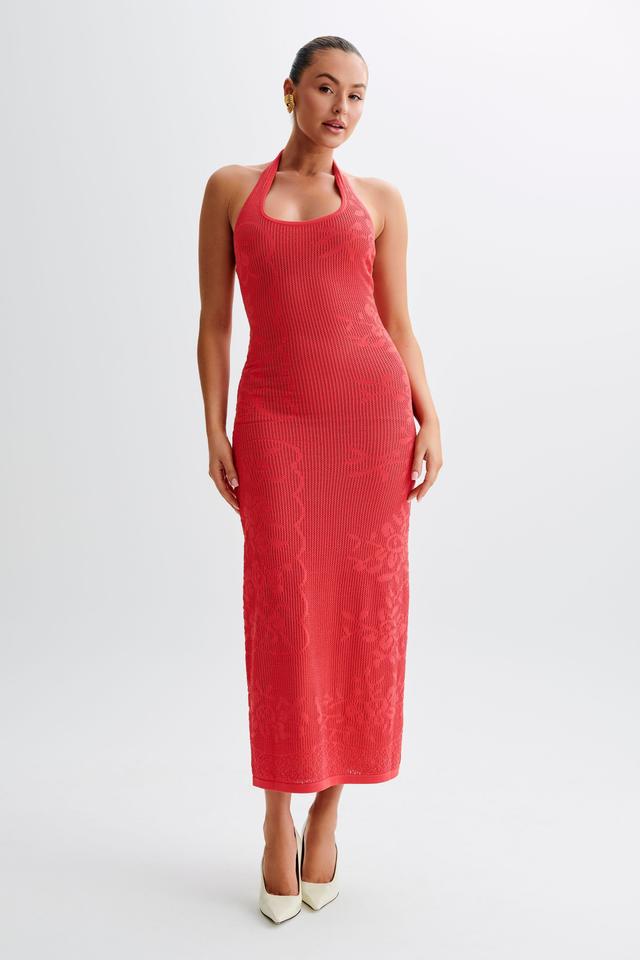 Patrizia Knit Halter Maxi Dress - Pomegranate Product Image