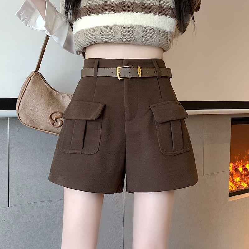 High Waist Plain Shorts Product Image