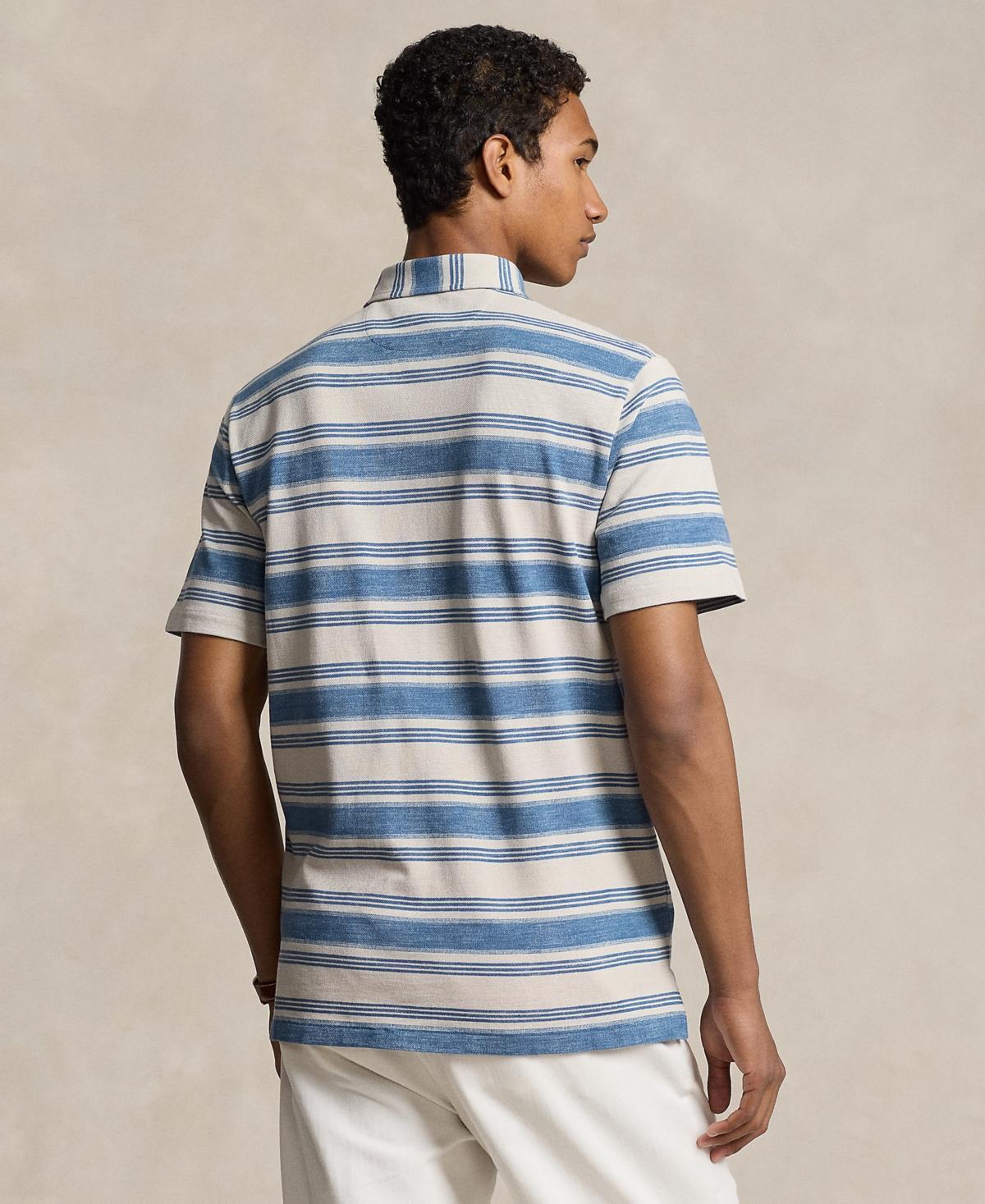 Men's Classic-fit Striped Mesh Polo Shirt In Patina Stripe Product Image