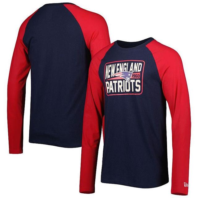 Mens New Era New England Patriots Current Raglan Long Sleeve T-Shirt Blue Product Image