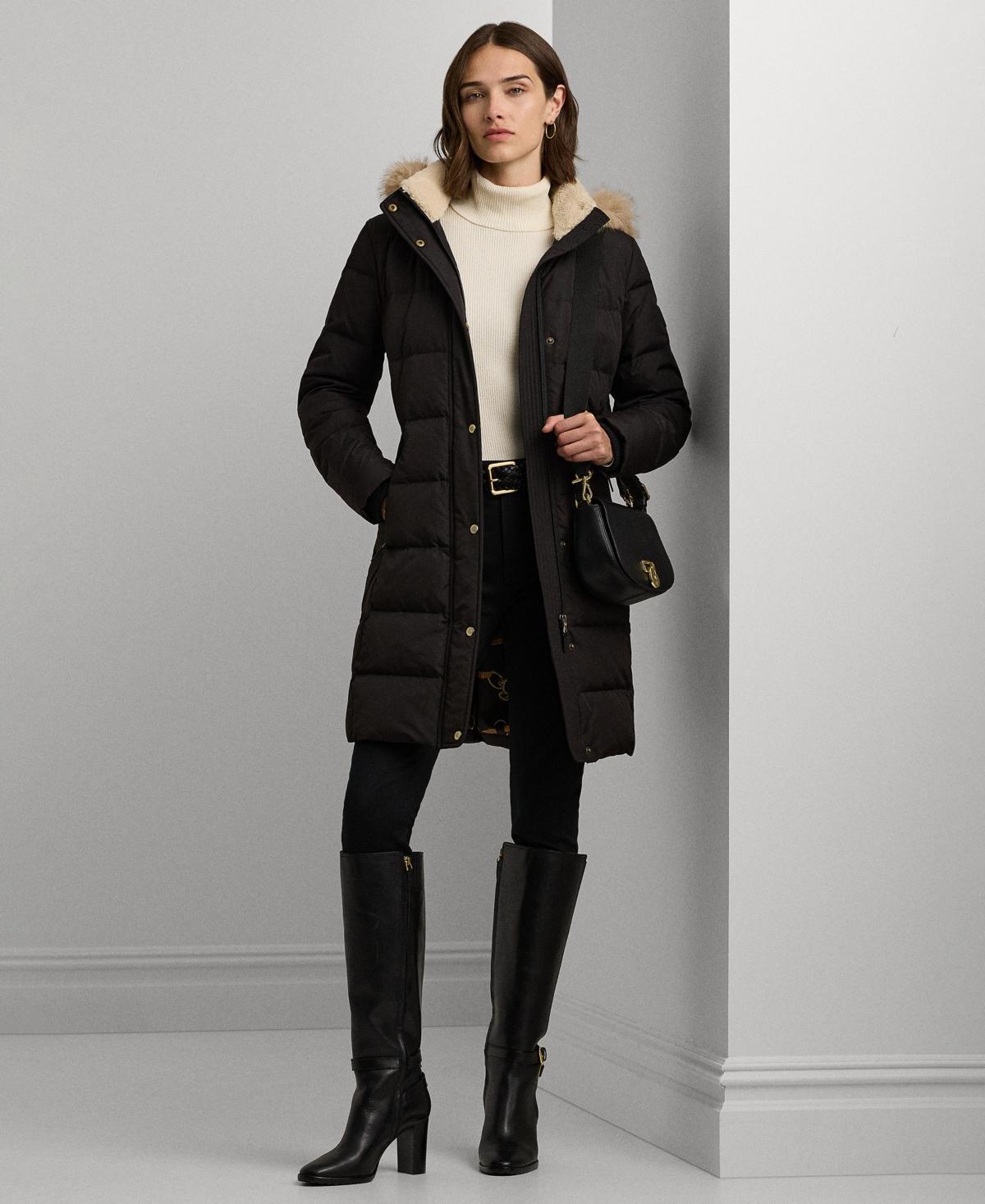 Lauren Ralph Lauren Womens Faux-Fur Hooded Puffer Coat Product Image