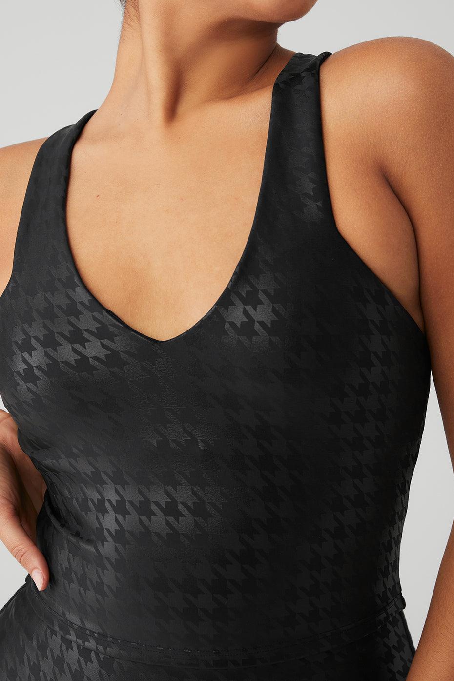 Airlift Glimmer Houndstooth Real Bra Tank - Black Female Product Image