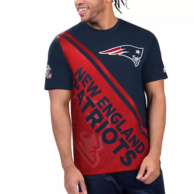 Mens Starter /Red New England Patriots Finish Line Extreme Graphic T-Shirt Blue Product Image